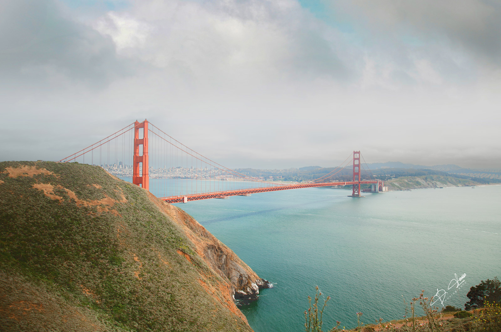 The Golden Gate Bridge on a misty morning in San Francisco
