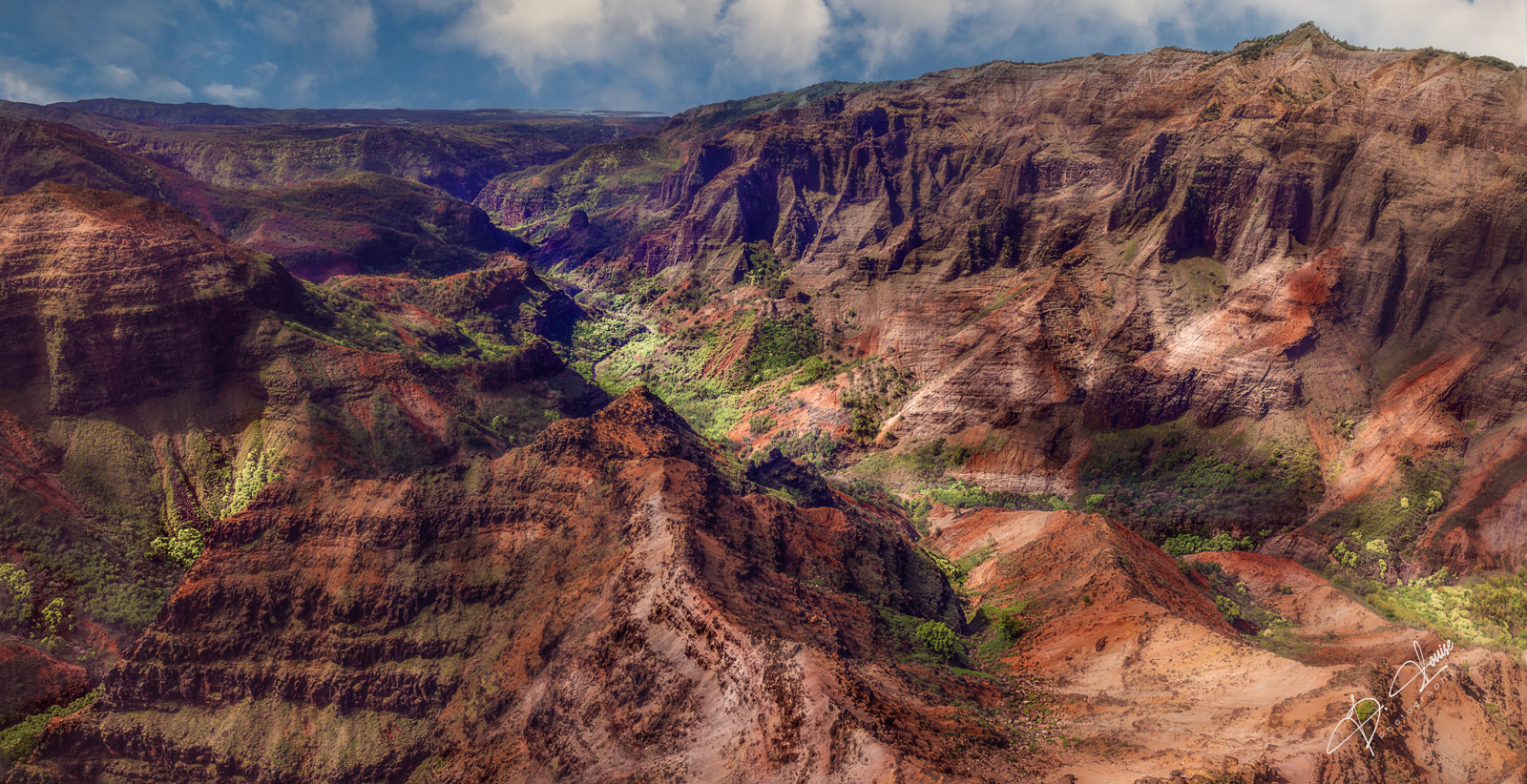 The red rock layers of Waimea Canyon on the Hawaiian Island of Kauai